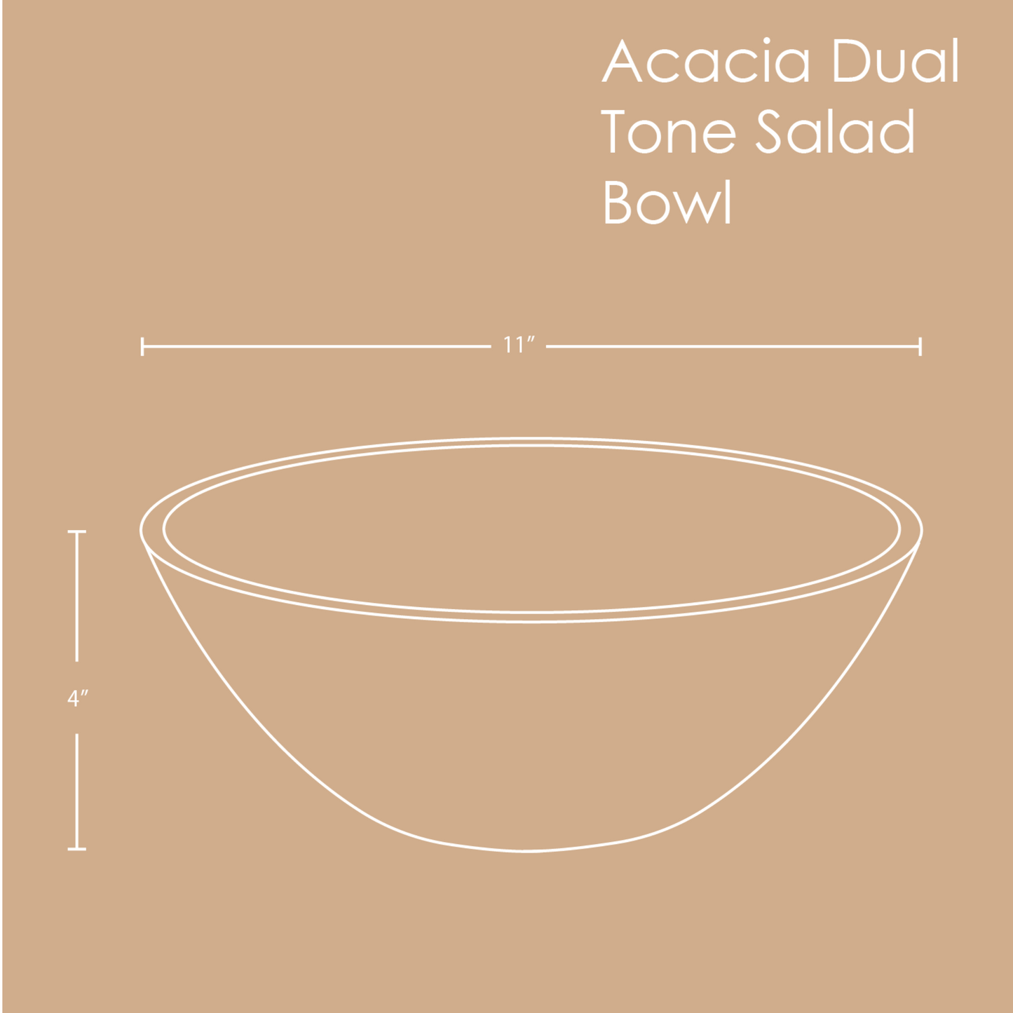 Mango Wood Serving Bowl - Dual Tone Matte Black & Acacia