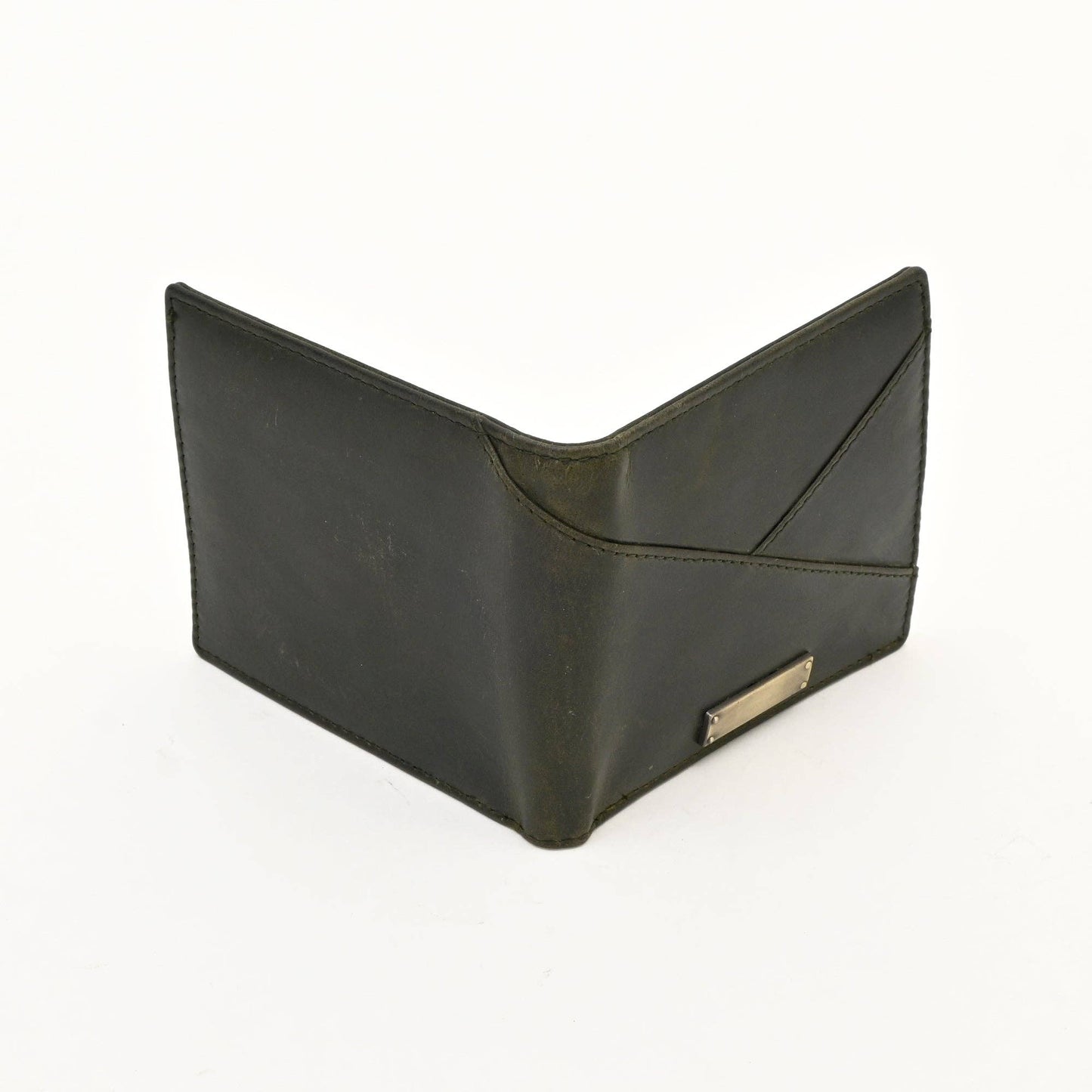 Leather Wallet Green Full-Grain Slim Wallet for Men