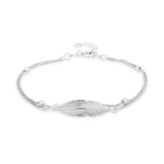 Leaf Shape Link Bracelet – Women's Jewellery – 925 Sterling Silver Rhodium Plated – Tarnish-Resistant