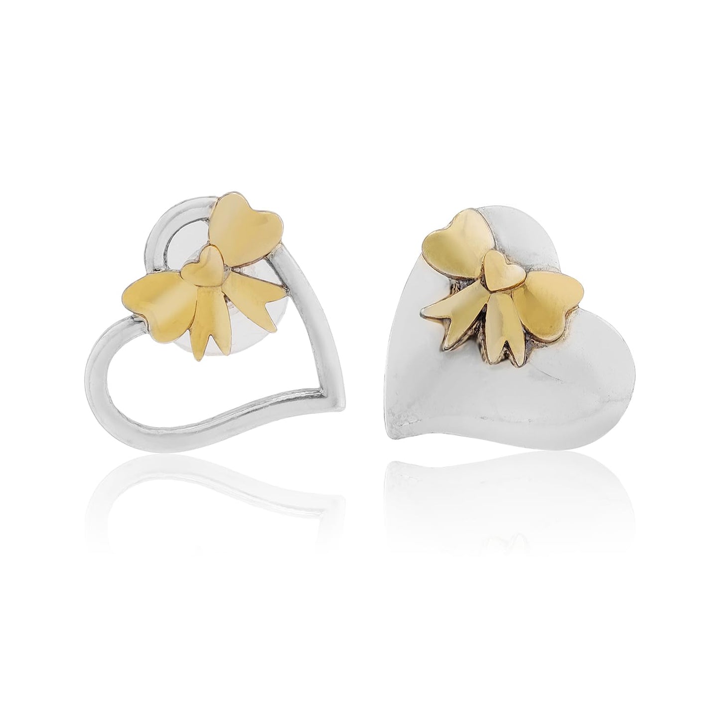 Sweetheart Ribbon Mismatched Earrings – Women's Fashion Earrings – Gold Plated – Designer Collection