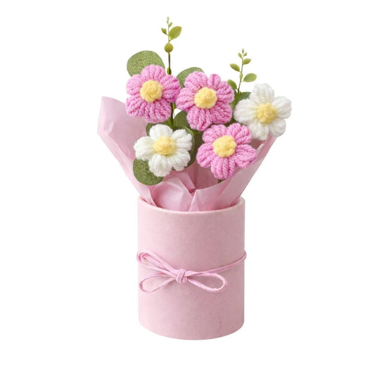 Hand-Knitted Floral Bouquet – Zero Maintenance Decor – Acrylic & Cotton Blend – Single Unit