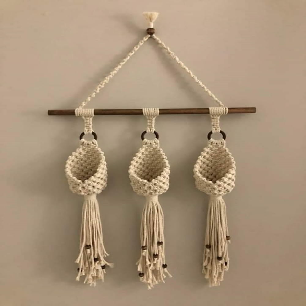 Hand-woven Hanging Planter – Natural Cotton Fiber