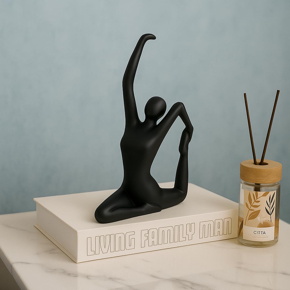 Elegant Ceramic Black Lady Statue for Home & Office Decor, 17x4x20 CM | Aesthetic Decorative Sculpture Showpiece