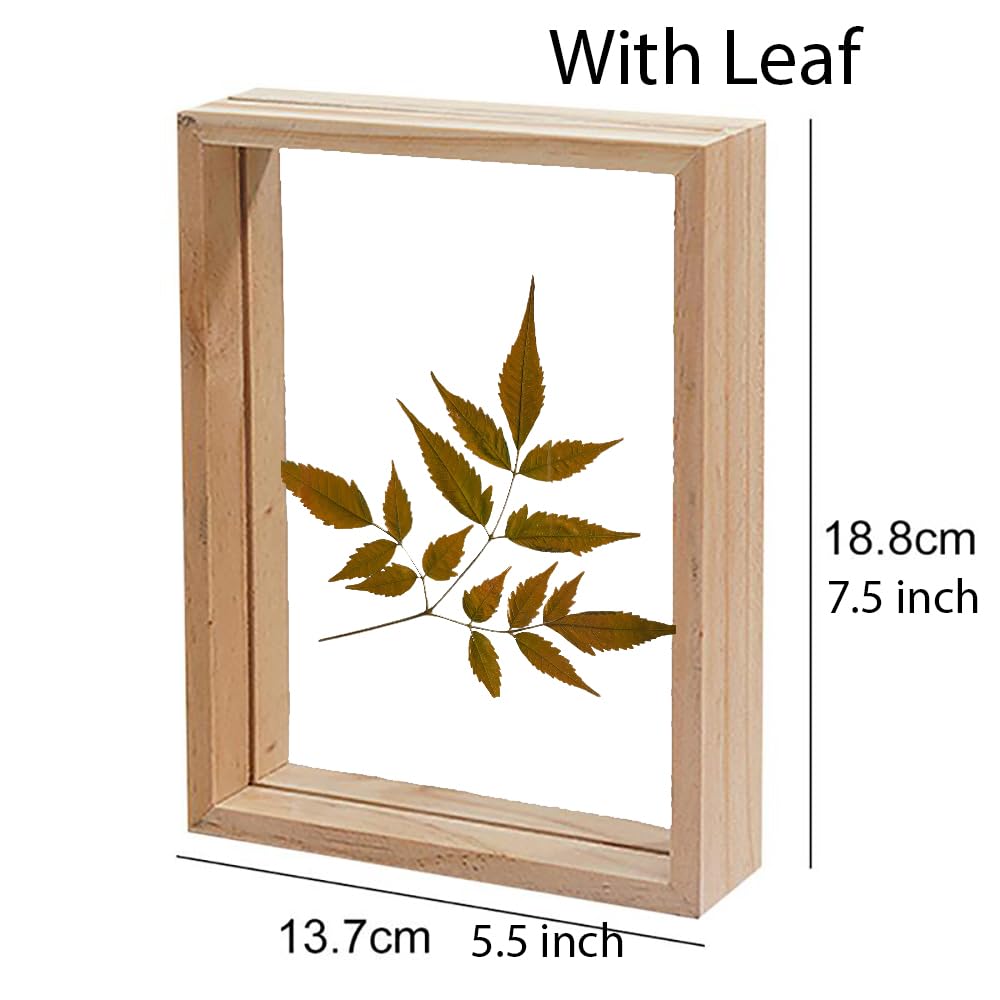 Rectangular Wooden Decor Frame – Pre-inserted Leaf – Natural Finish – 7.5x5.5 Inch