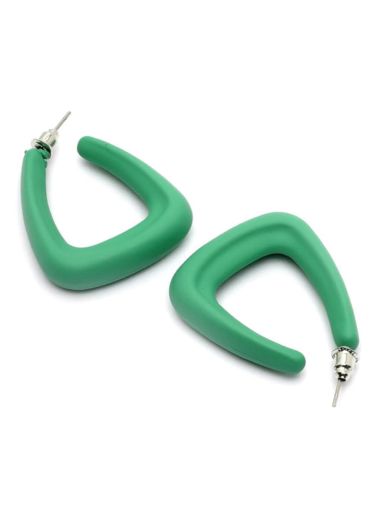 Green Half Hoop Earrings – Fashion Jewellery – Contemporary Design – Retail Pair