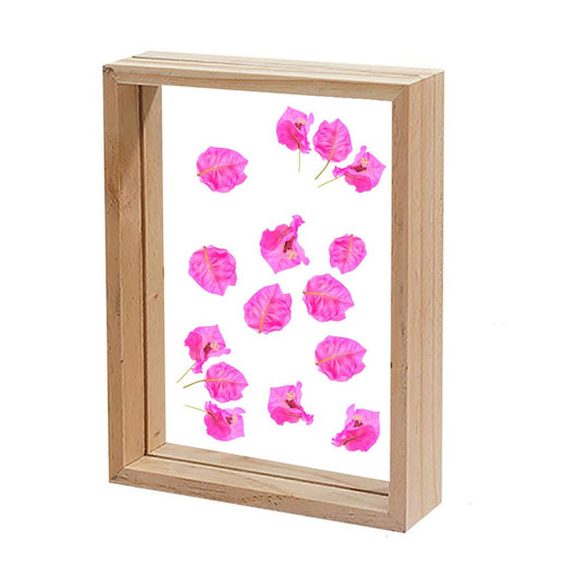 Wooden Rectangular Decor Frame – Changeable Dry Flower Insert – Natural Wood & Acrylic – 7.5x5.5 Inch