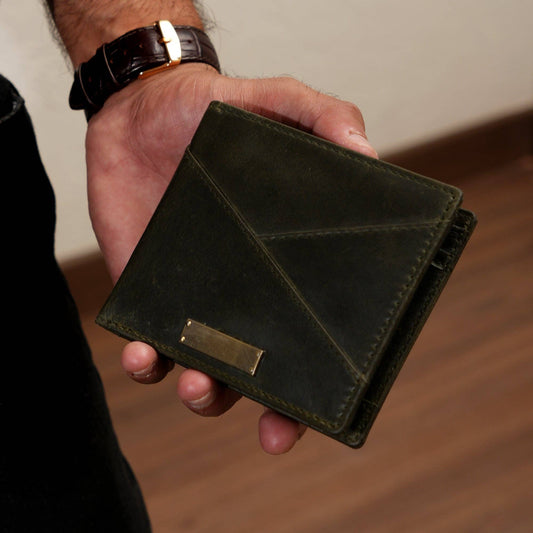 Leather Wallet Stylish Green Full-Grain Men’s Wallet