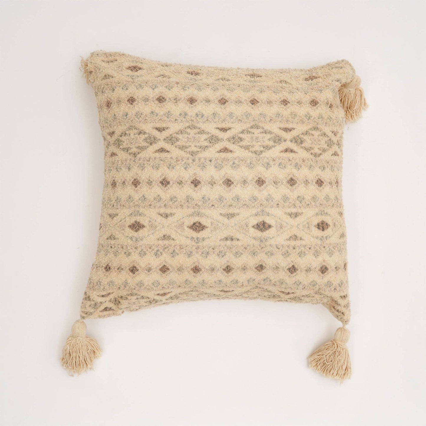 Misty Dune Woven Cushion with Tassels – Beige | 45 × 45 cm