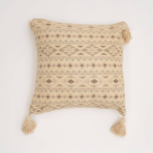 Misty Dune Woven Cushion with Tassels – Beige | 45 × 45 cm