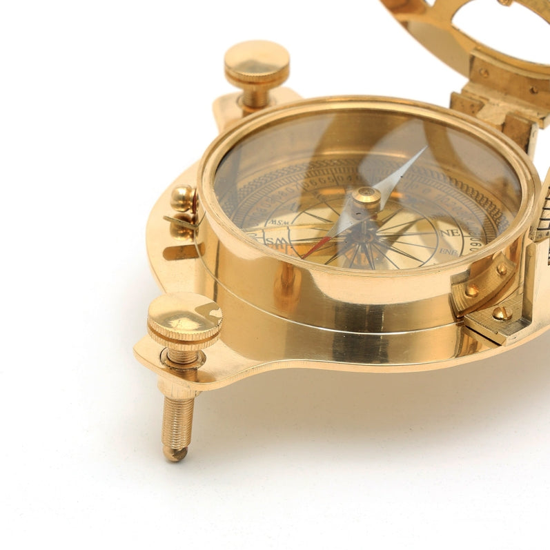 Antique Brass Sundial Compass - Nautical Desk Decor