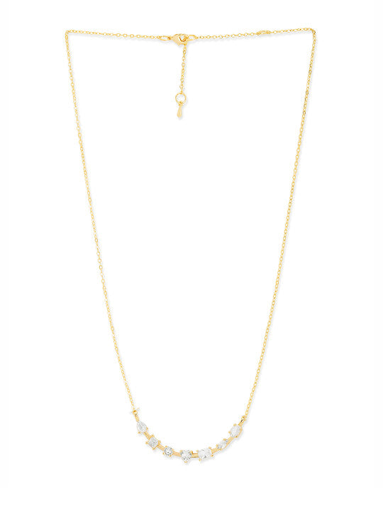 Gilt Finish Neck Chain – American Diamond Embellished – Base Metal Alloy – Single Unit