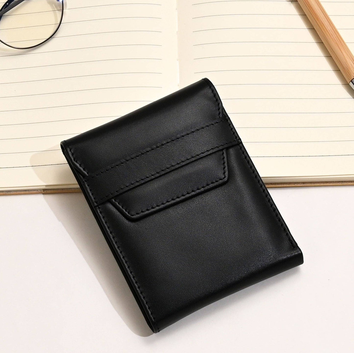 Black Napa Wallet – Slim Bifold with Coin & Card Slots