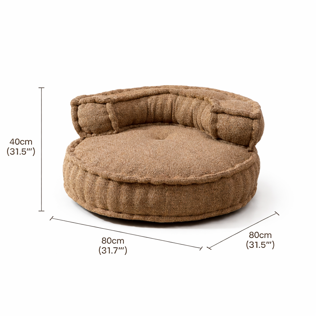 Beige Upholstered Floor Sofa – Modern Lounge