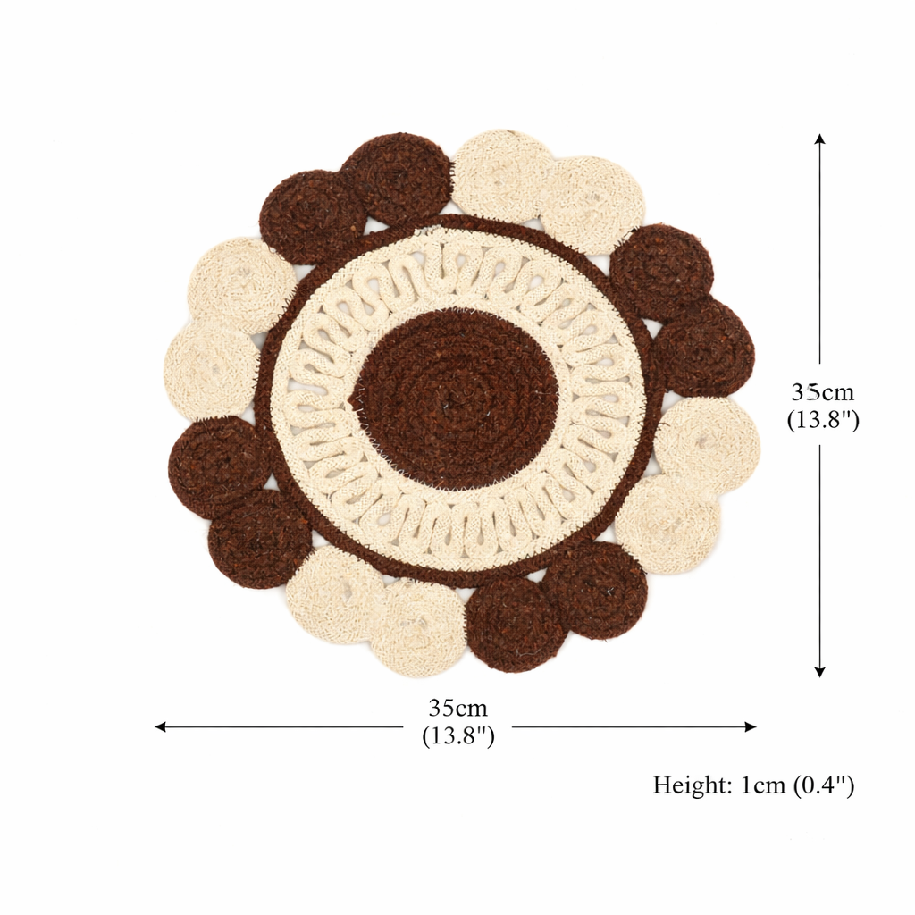 Brown Cotton Braided Placemat – Handcrafted Dining Mat