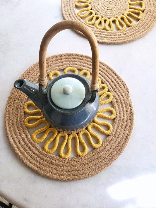Set of 2 - Circular Table Mats – Dining Essentials – Textured Cotton