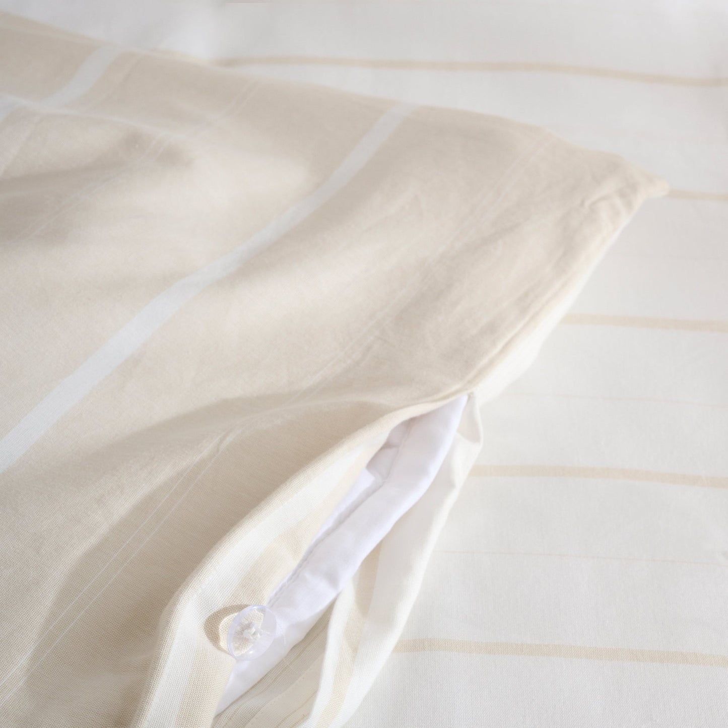 Duvet Cover | Cotton Bamboo Chambray | Sand Stripe, Double & Single Size | With 2 Pillow Shams