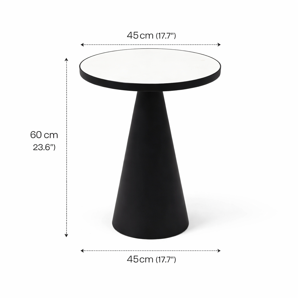 Round Cone Marble Side Table – Modern Sculptural Accent