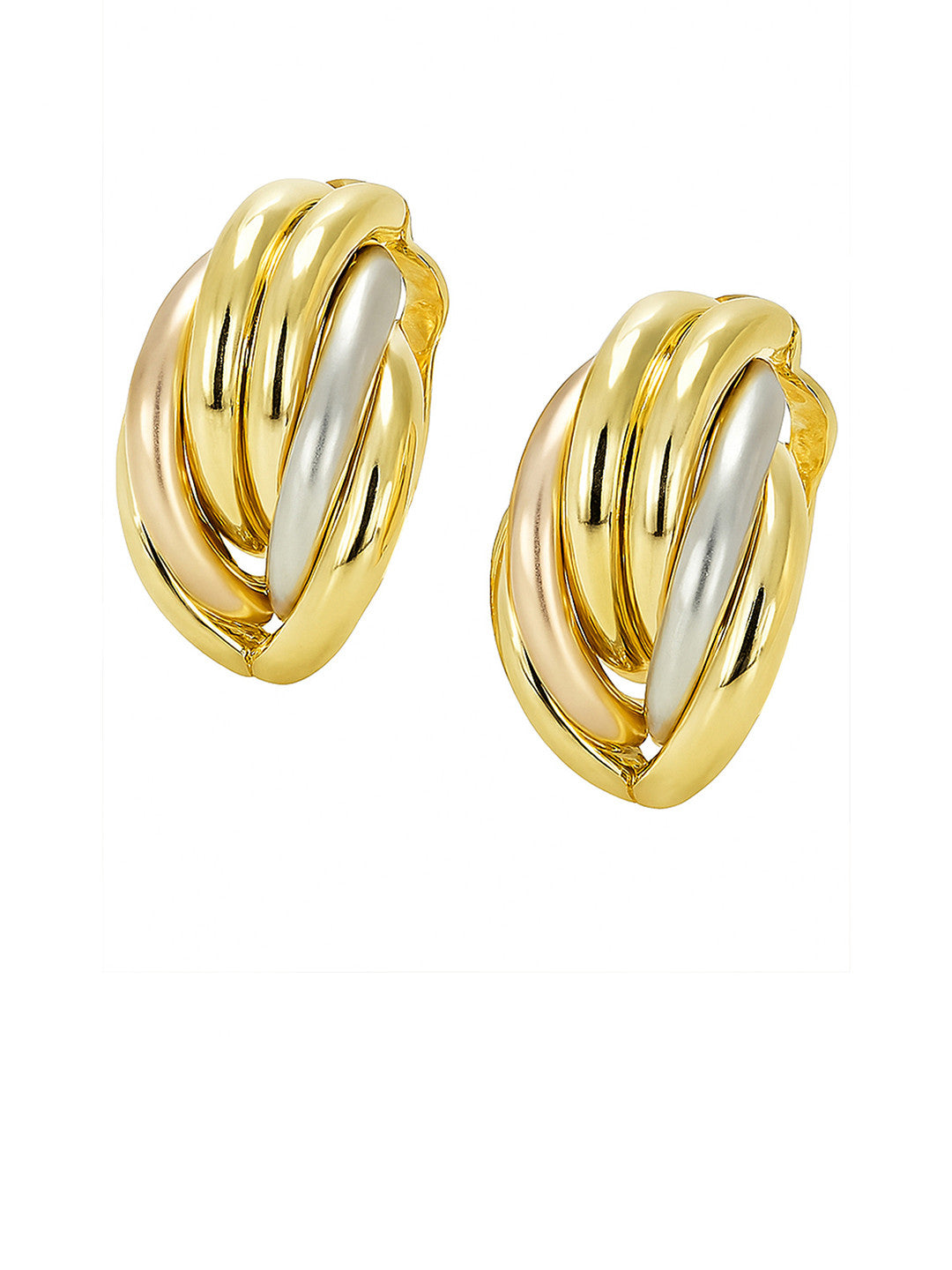 Contemporary Shaped Stud Earrings – Gold-Plated Bi-Tone – 2.5cm