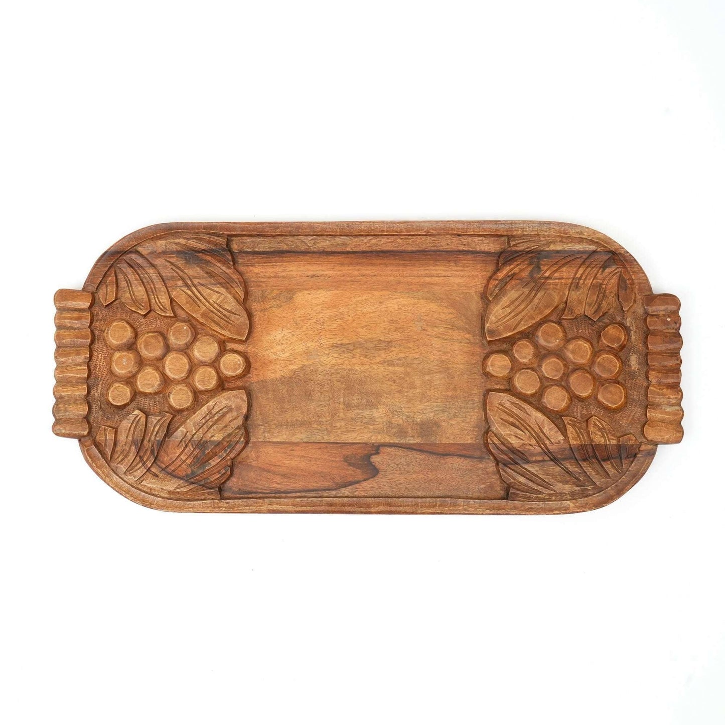 Handcrafted Wooden Grape Carved Serving Cheese Board