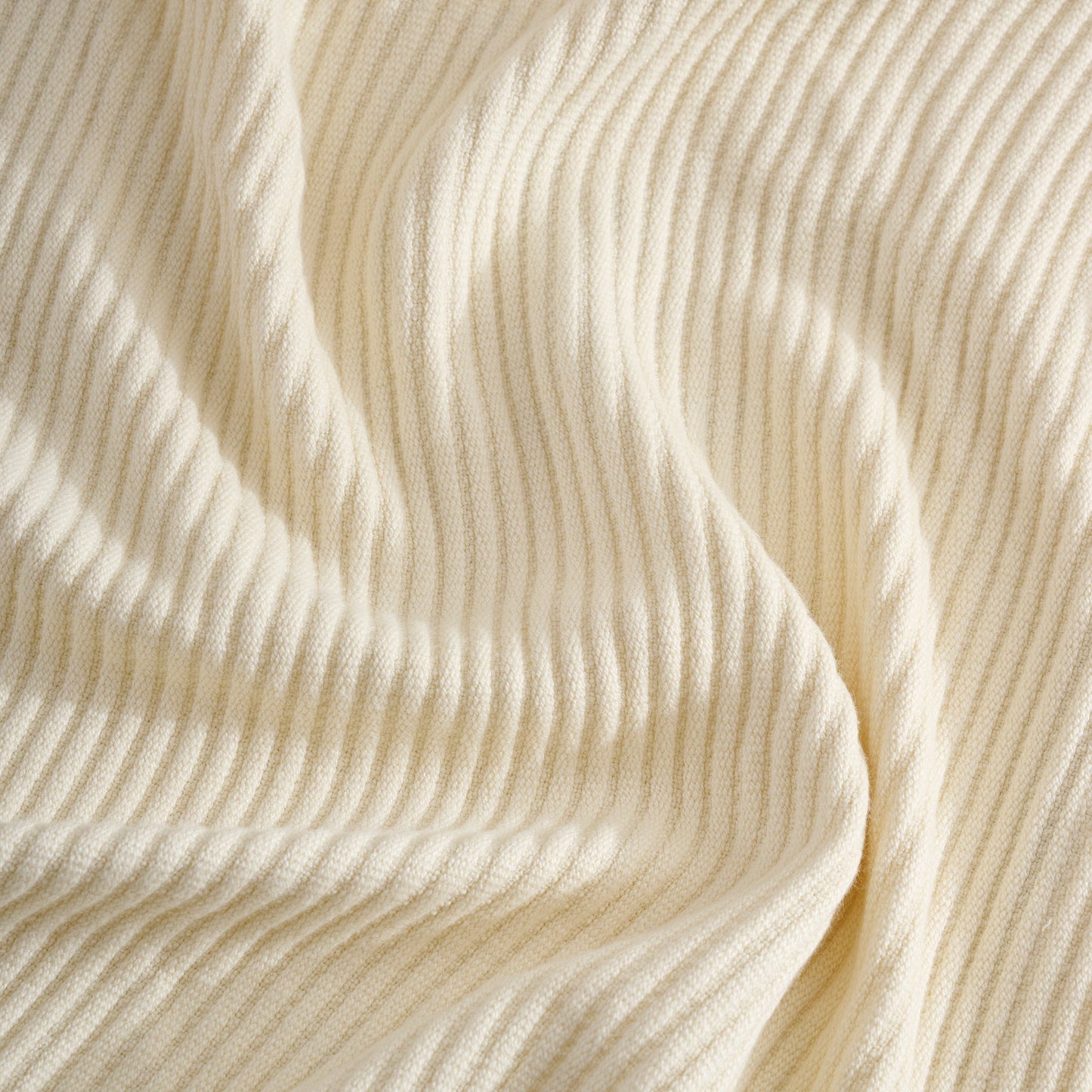 Throw Blanket | Cotton Bamboo Rib Tassels | Cream