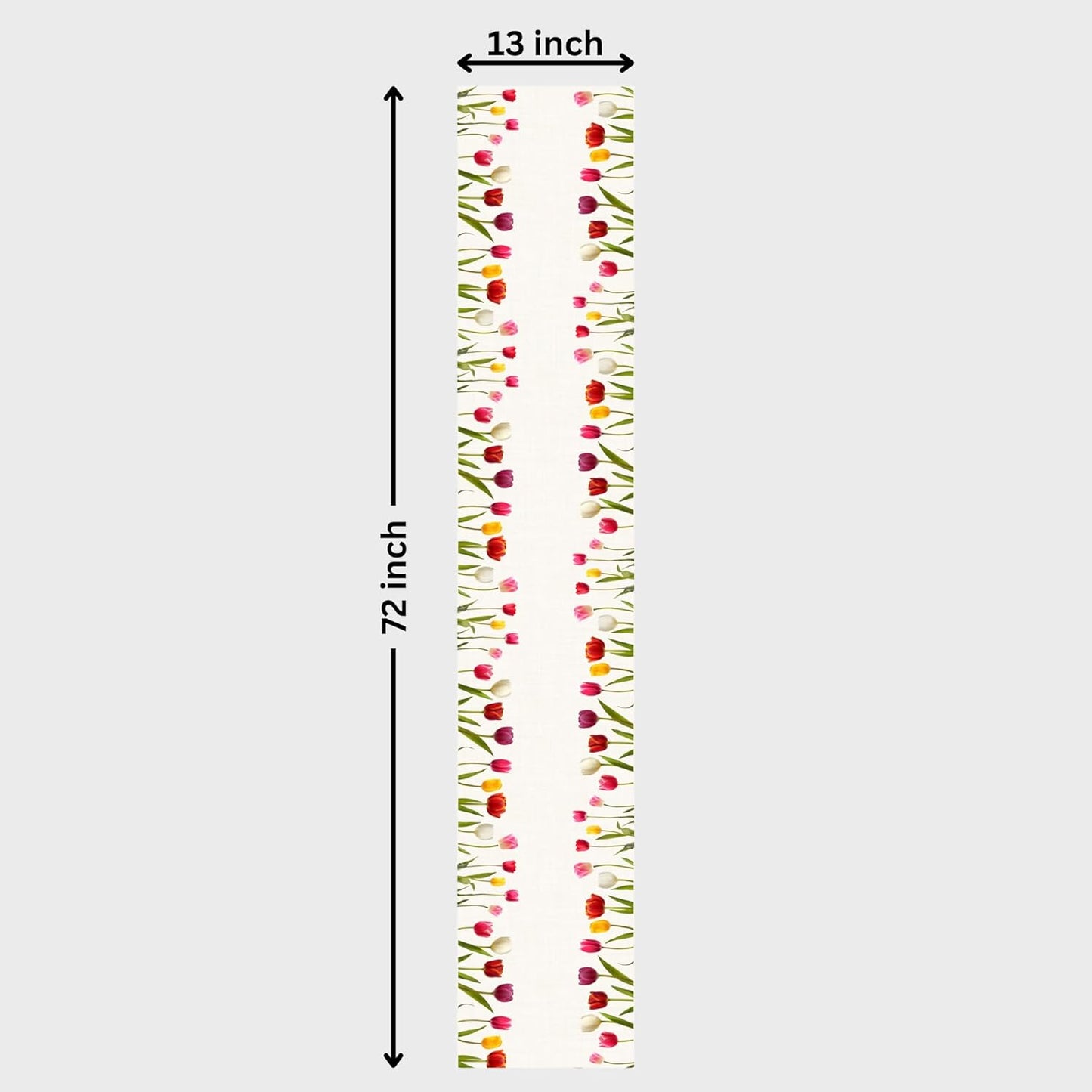Premium Elegant Blooming Tulip Table Runner – Soft European Fabric, Machine Washable (13x72 Inch) | Dining Table Decor, Kitchen Linen