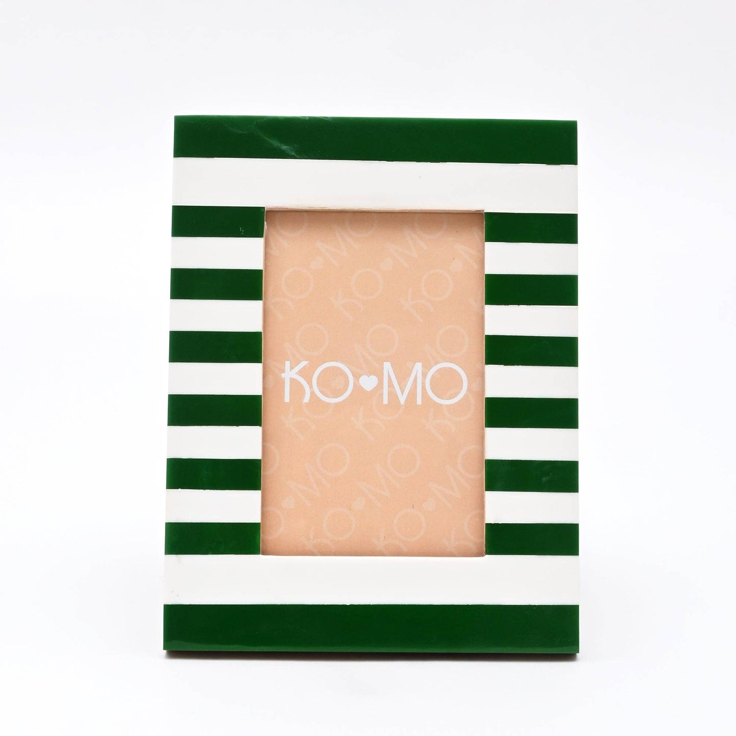 Green Striped Resin Photo Frame 4x6 Inch Modern Tabletop