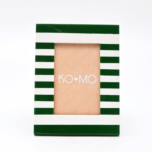 Green Striped Resin Photo Frame 4x6 Inch Modern Tabletop