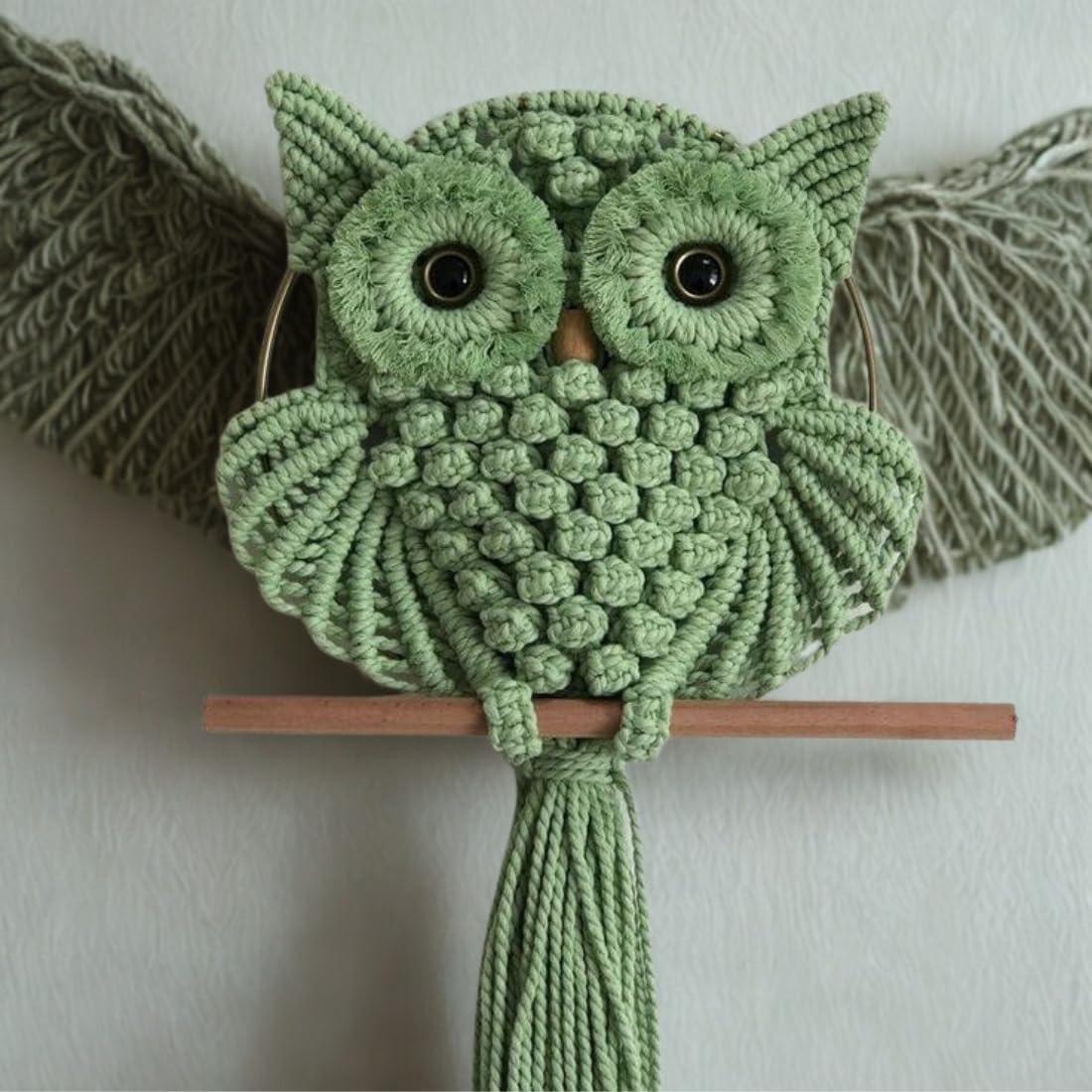 Macramé Wall Hanging – Decorative Art – Handcrafted Cotton, Owl Motif – 12 x 23 Inch