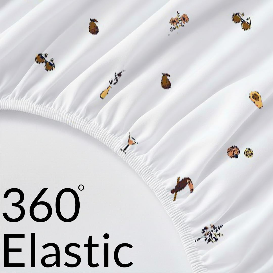 Bedsheet | Pure Cotton Elastic Fitted Azo-Free | King, 3-Piece, 78x72 Inches