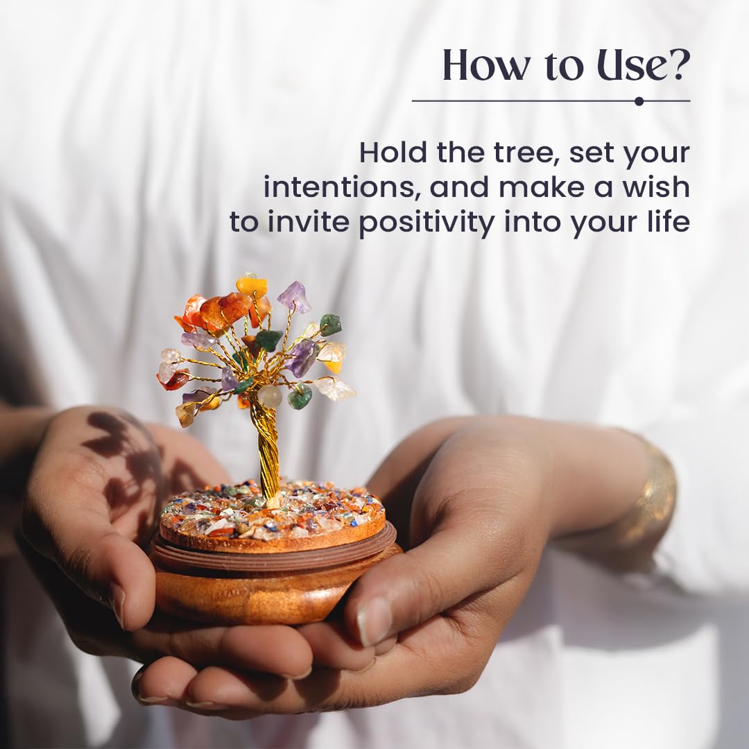 Aesthetic Feng Shui 7 Chakra Crystal Dome Tree | Positive Energy Home Decor, Housewarming Gift, Good Luck Showpiece