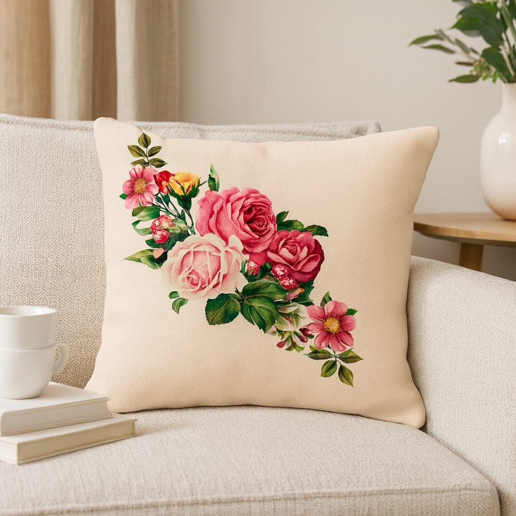 Designer Printed Jute Decorative Cushion Cover 18x18 Inch Set of 2 | Throw Pillow Covers for Sofa Couch Bed Home Decor