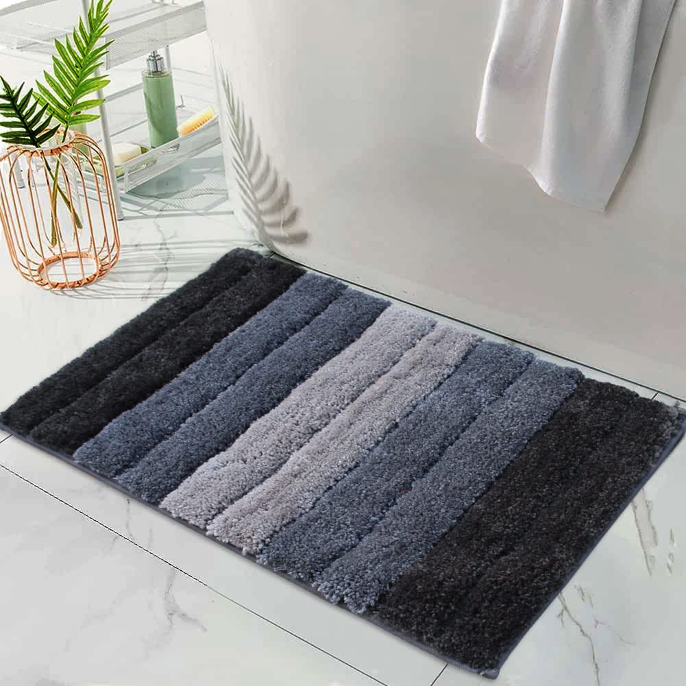 Microfiber Bath Mat 40x60 cm - Soft, Anti-Slip, Ultra Absorbent Luxury Bathroom Door Mat, Machine Washable (Grey)