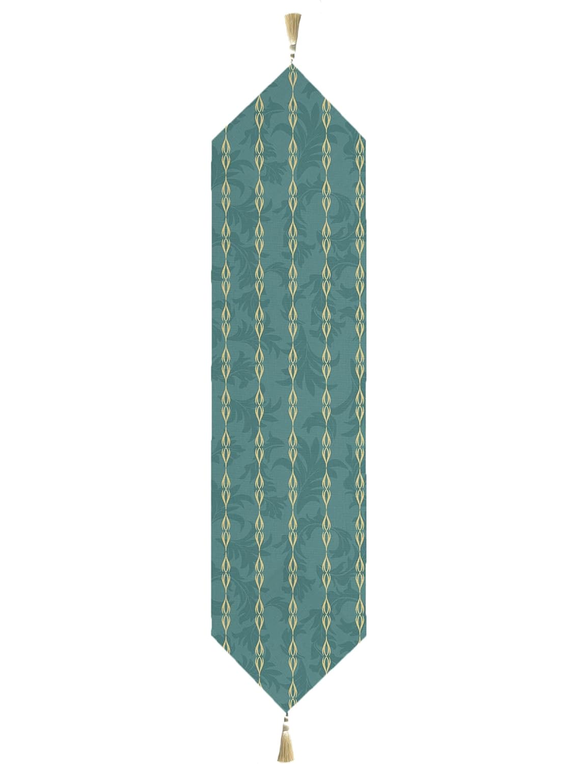 Azure Floral Printed Poly Cotton Table Runner & Bed Runner (13x60 Inch) with Tassel | Modern Home Decor, Dining, Bedroom, Washable