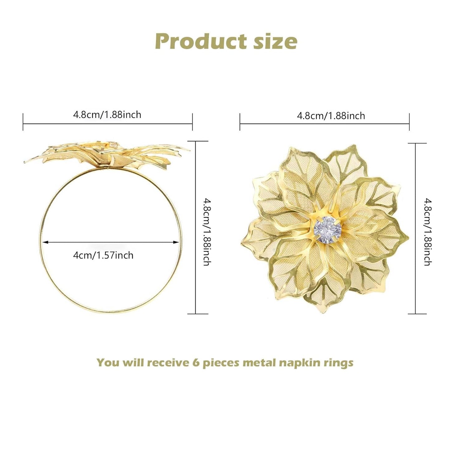 Gold Alloy Napkin Rings – Metal Mesh Table Decor – Durable – 6-Piece Pack