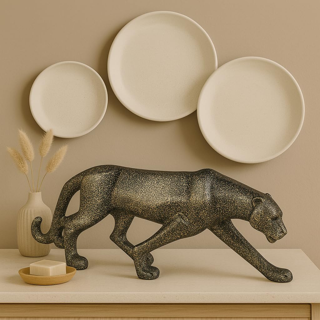 Magnifique figurine de léopard brun foncé plus vraie que nature (1 pièce) | Décoration intérieure, cadeau pour le bureau, sculpture en résine