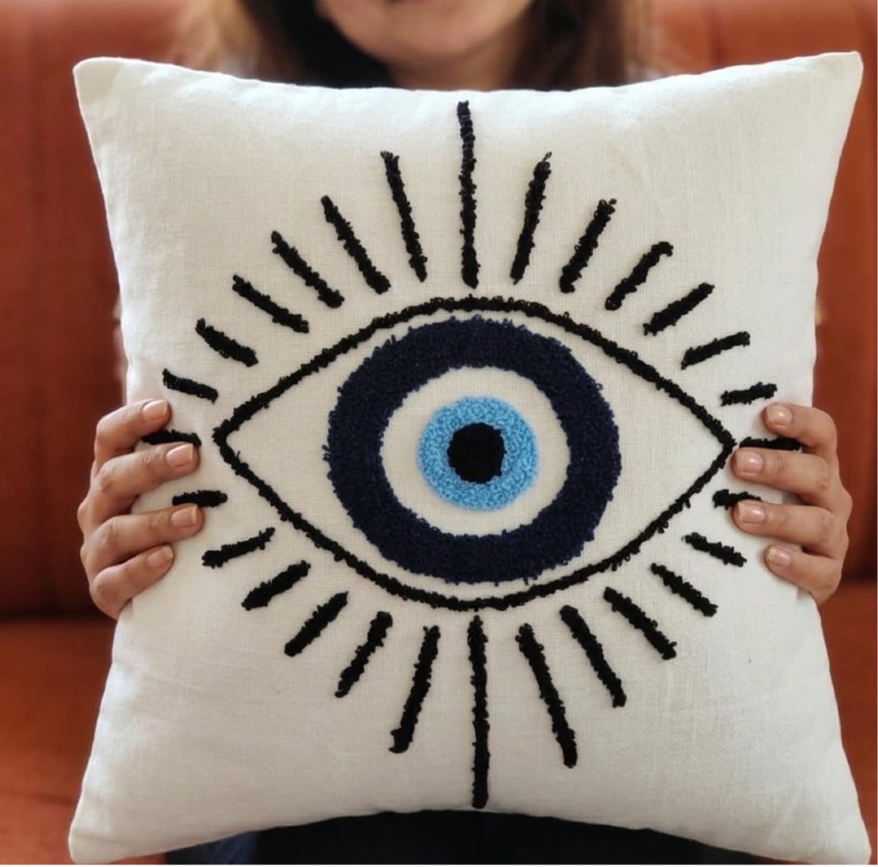 Evil Eye Tufted Decorative Cushion Cover - 100% Cotton - 1pc