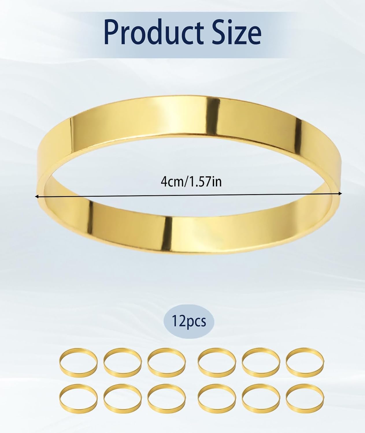 Golden Napkin Rings – Dining Accessory – Elegant Design – 12-Piece Set