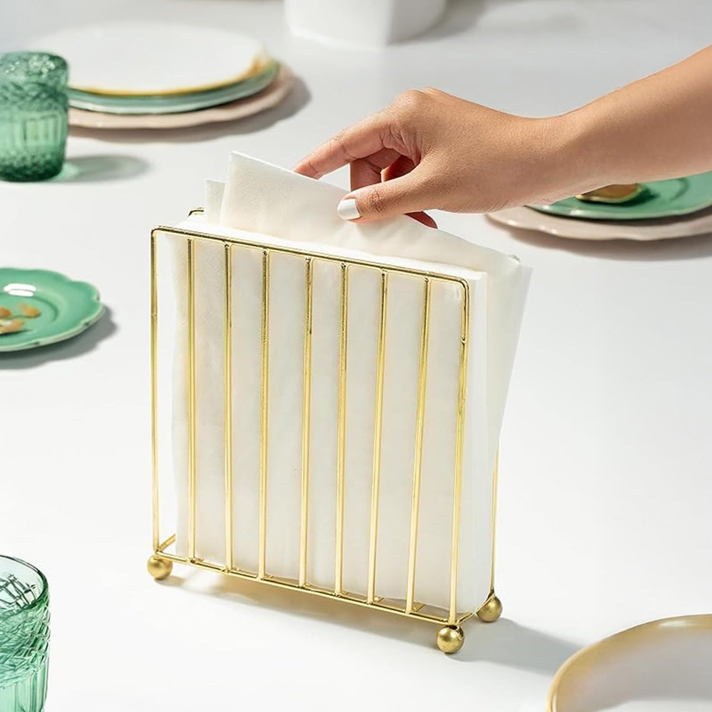 Metallic Napkin & Tissue Holder – Tabletop Accessory – Durable Finish – 6 Inch