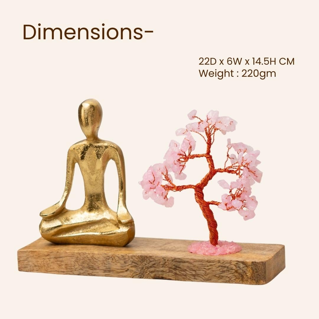 Nirvana Rose Quartz Crystal Tree | Handcrafted Bonsai for Energy Healing, Home Decor, Feng Shui & Gifts, 15x7cm