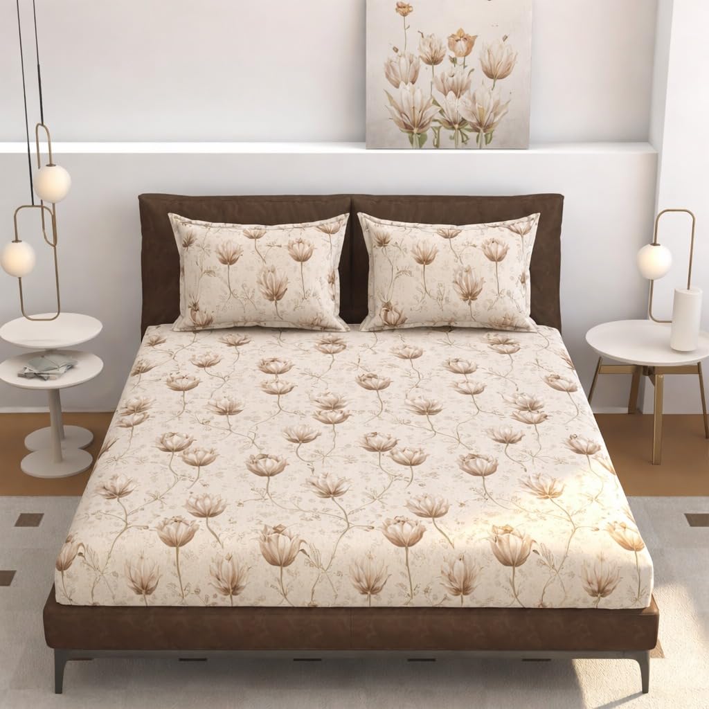 Bedsheet | Polycotton All-Around Elastic Fitted | King Size 3-Piece, 198x182cm