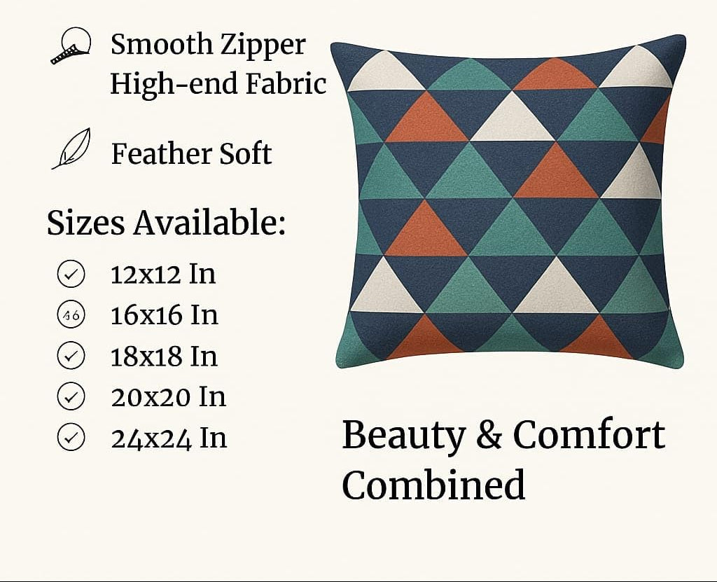 Designer Printed Jute Decorative Cushion Covers 18x18 Inch Set of 2 | Throw Pillow Covers for Sofa, Couch, Bed Home Decor