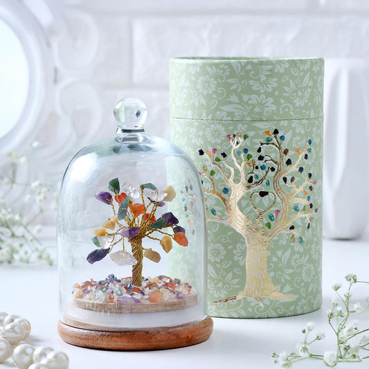 Aesthetic Feng Shui 7 Chakra Crystal Dome Tree | Positive Energy Home Decor, Housewarming Gift, Good Luck Showpiece