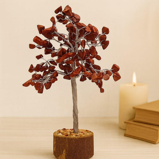 Jasper Stone Tree, 9" Reiki Healing Crystal Gems for Feng Shui Vastu Table Decor | Spiritual Home Office Gift