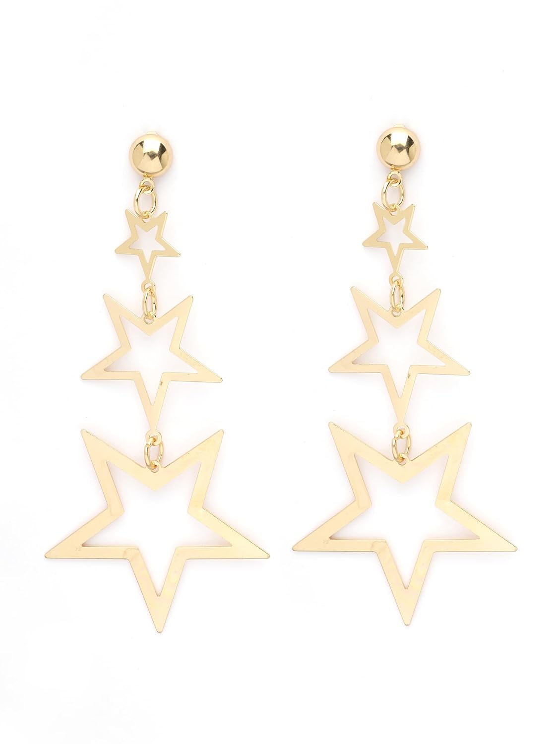 Graduating Star Dangler Earrings – Gold Plated Fashion Jewellery – Star Design – Retail Pack