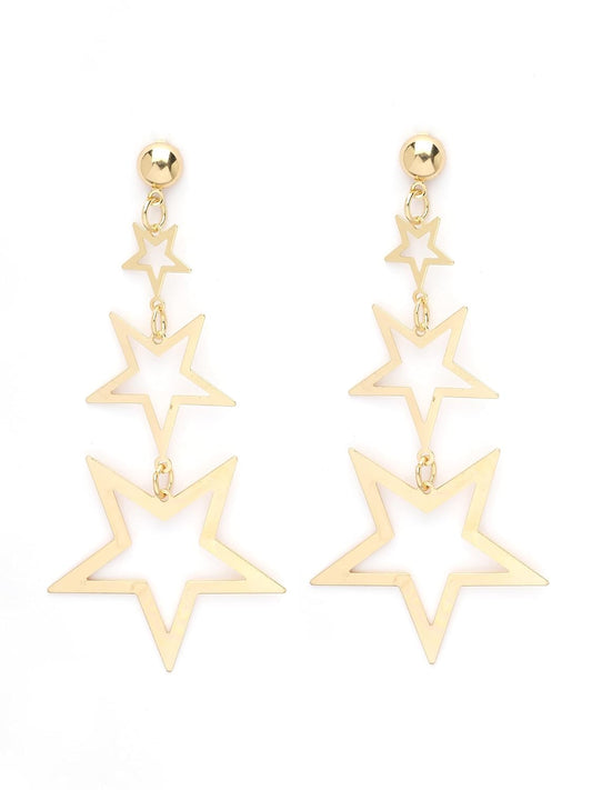 Graduating Star Dangler Earrings – Gold Plated Fashion Jewellery – Star Design – Retail Pack