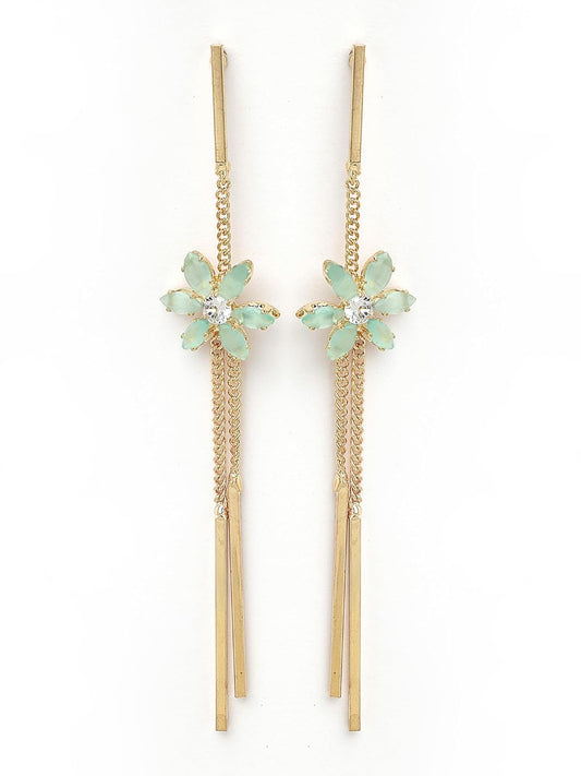 Contemporary Sea Green Drop Earrings – Gold-Plated Fashion Jewellery – Retail Pack