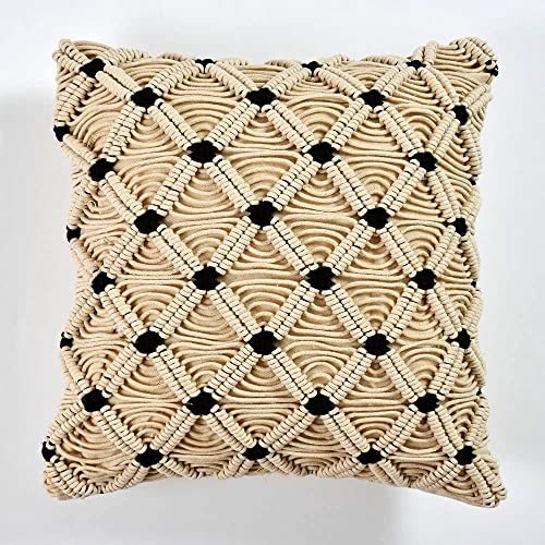 Hand-Knitted Macrame Decorative Cushion Covers – with Concealed Zipper – 16x16 In