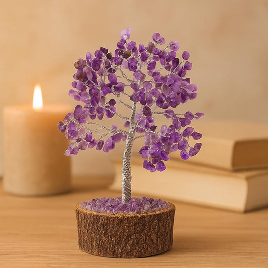 Amethyst Stone Tree 9" | Reiki Healing Crystal Gems, Spiritual Feng Shui Vastu Table Decor