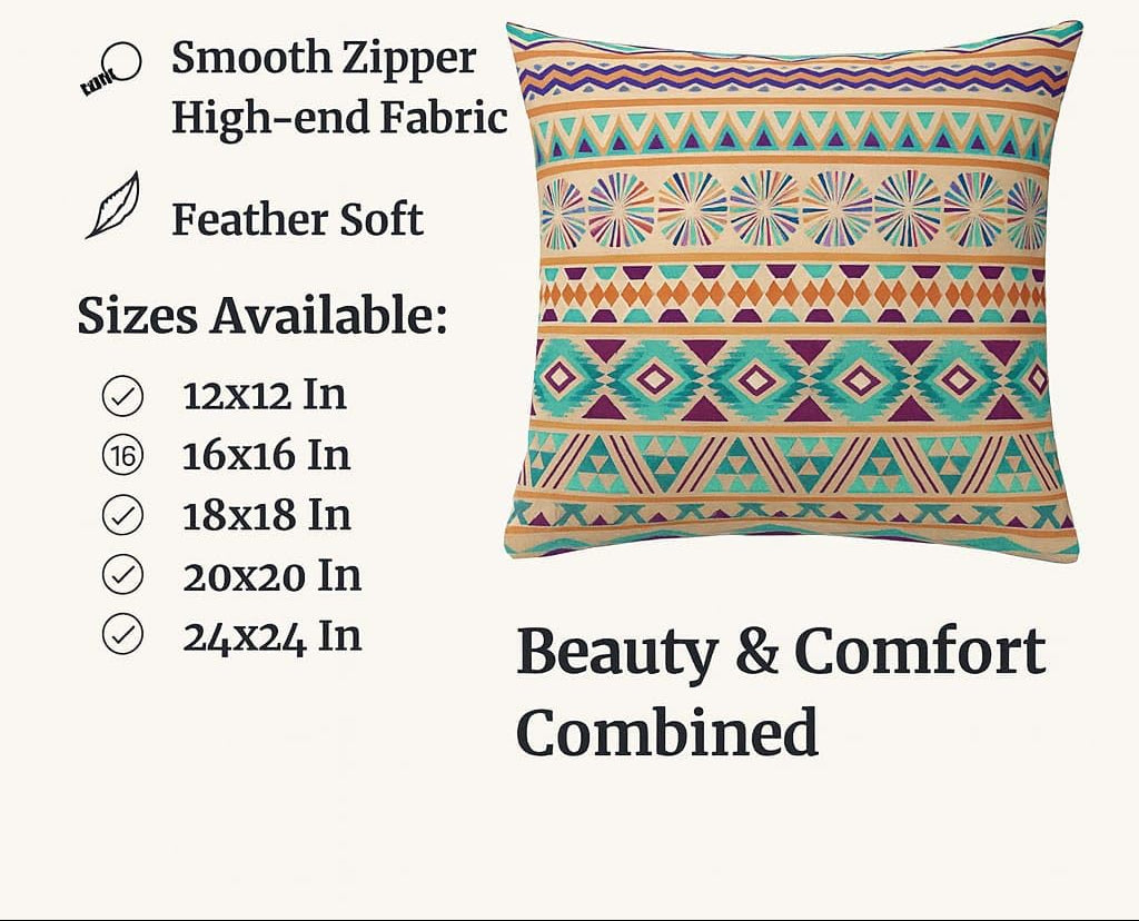Designer Printed Decorative Jute Cushion Covers 18x18 Inch Set of 2 | Throw Pillow Shams for Sofa Couch Bed Home Decor (Multi)
