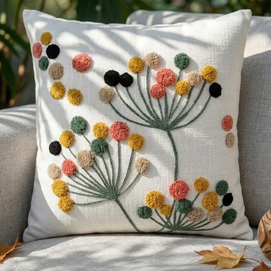 Floral Tufted Decorative Cushion Cover - 100% Cotton - 1pc